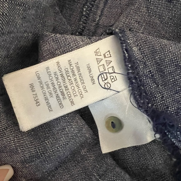 St Tropez Blue Linen A Line Dress with Denim Look in XS. Great Vacay Dress!! - Picture 7 of 12